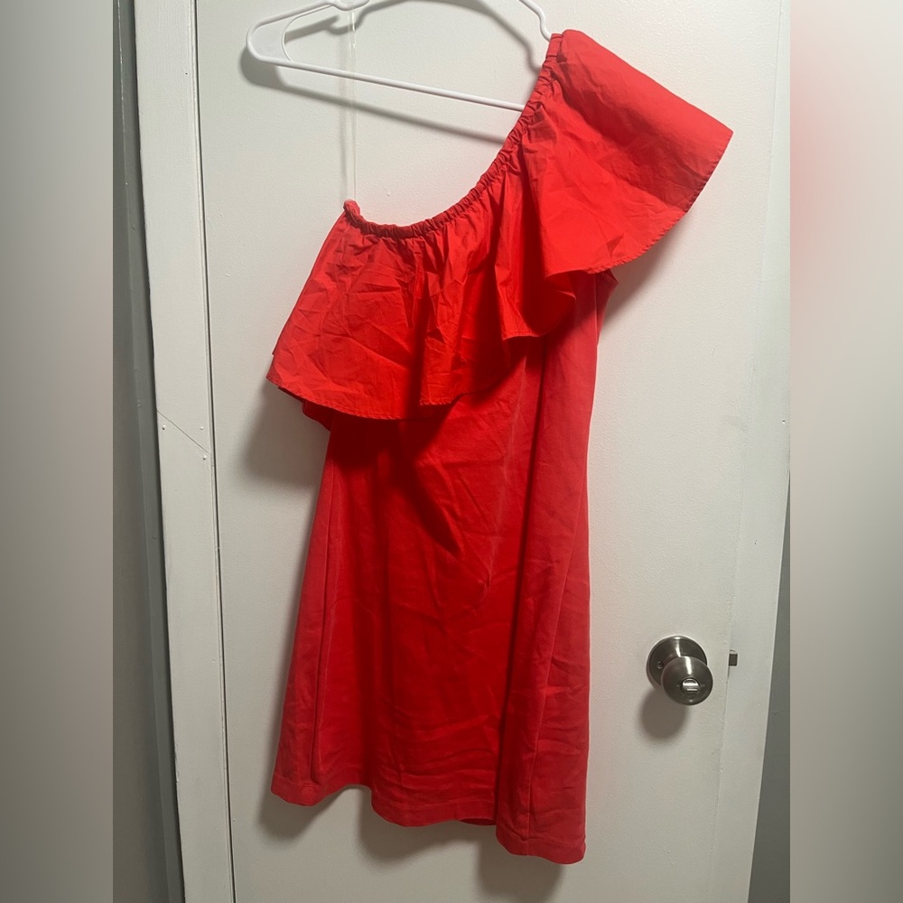 a new day Coral One-Shoulder Ruffle Dress